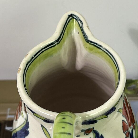 Vintage Floral Italian Ceramic Bud Vase With Handle Multi Flowers Artist Signed - Picture 14 of 16